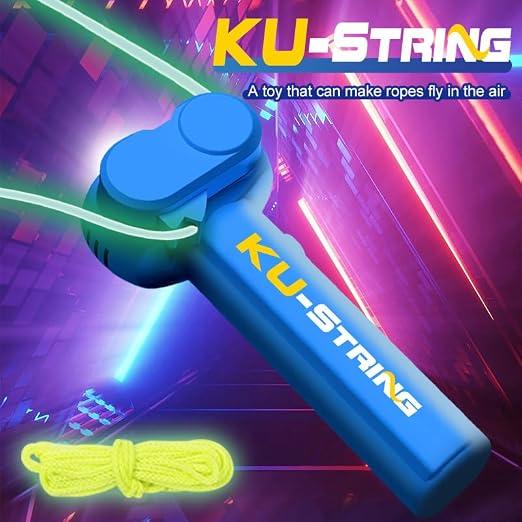 Blue Ku string launcher with its glowing yellow string